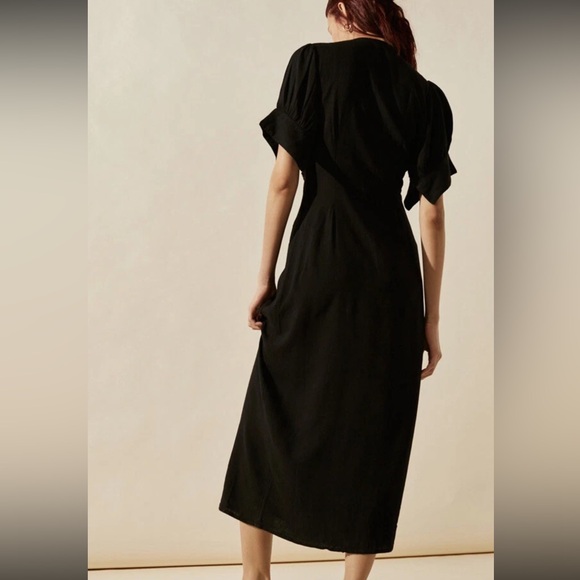 Free People Vintage Summer Ruched Button Midi Dress - Picture 3 of 9